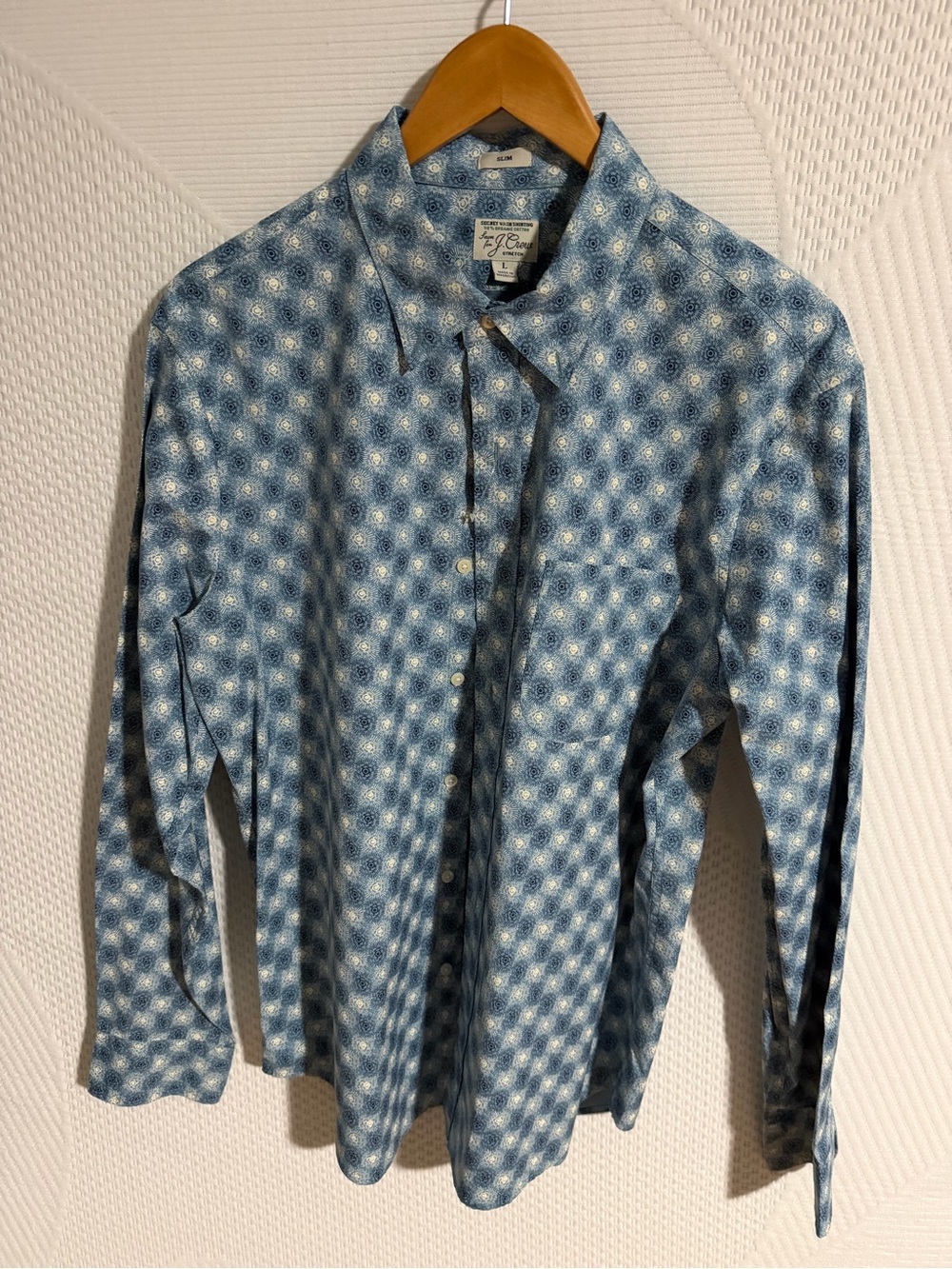 J Crew Blue Geo-Print Long Sleeve Shirt NWOT